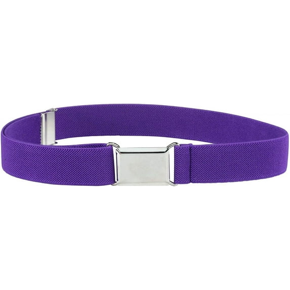 Hold'em Elastic Belt for Toddler Unisex Kids with Silver Square Buckle - Purple