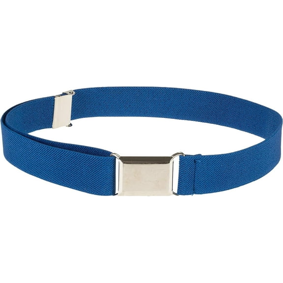 Hold'em Elastic Belt for Toddler Unisex Kids with Silver Square Buckle - Royal Blue