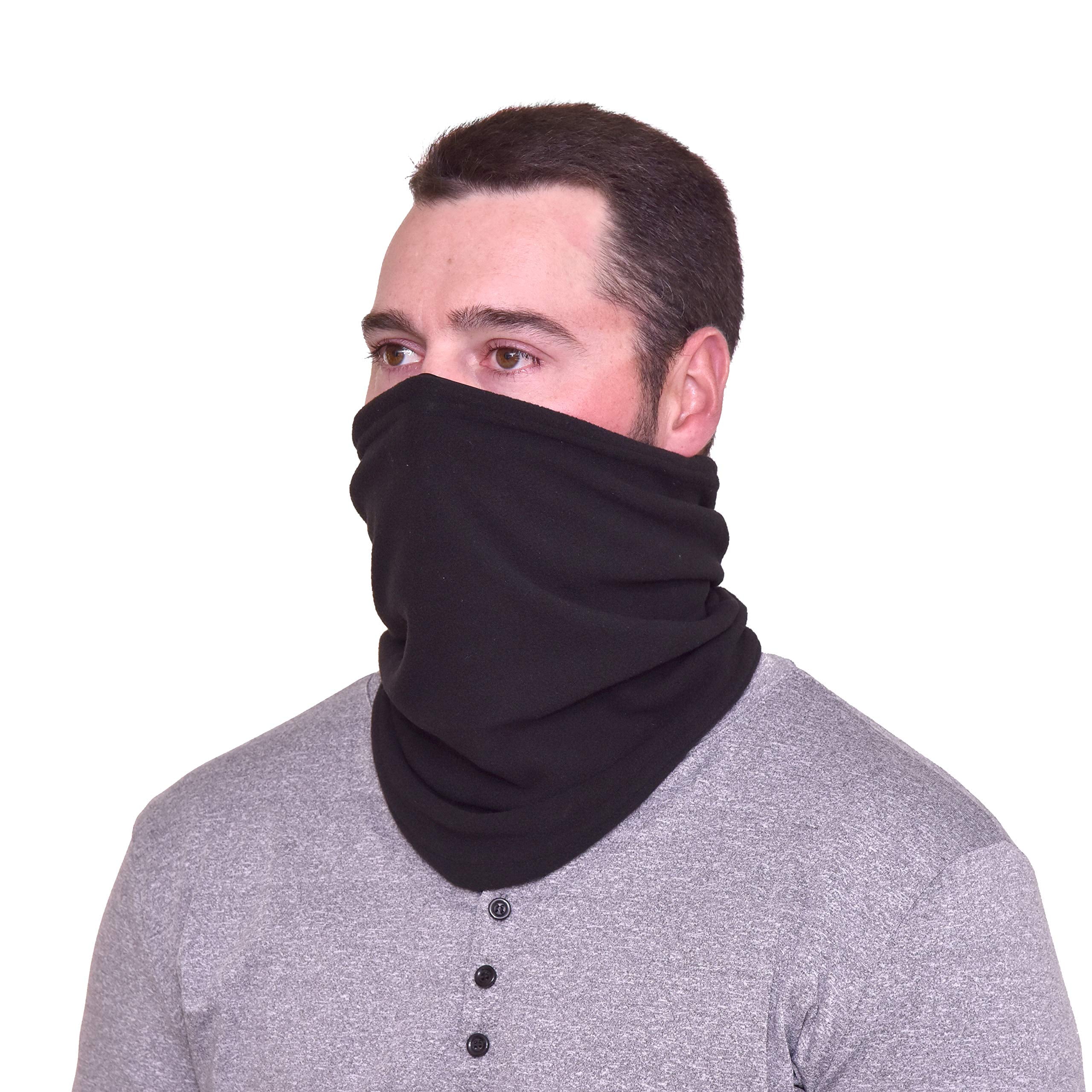 Hold’em Elastic Neck Warmer Fleece Neck Gaiter Tube, Double Layer Ear Warmer Headband & Face