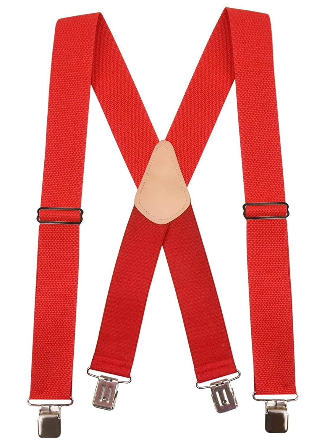 Hold’em Heavy Duty Work Suspenders - 2" Wide Adjustable for Adult Mens - Red