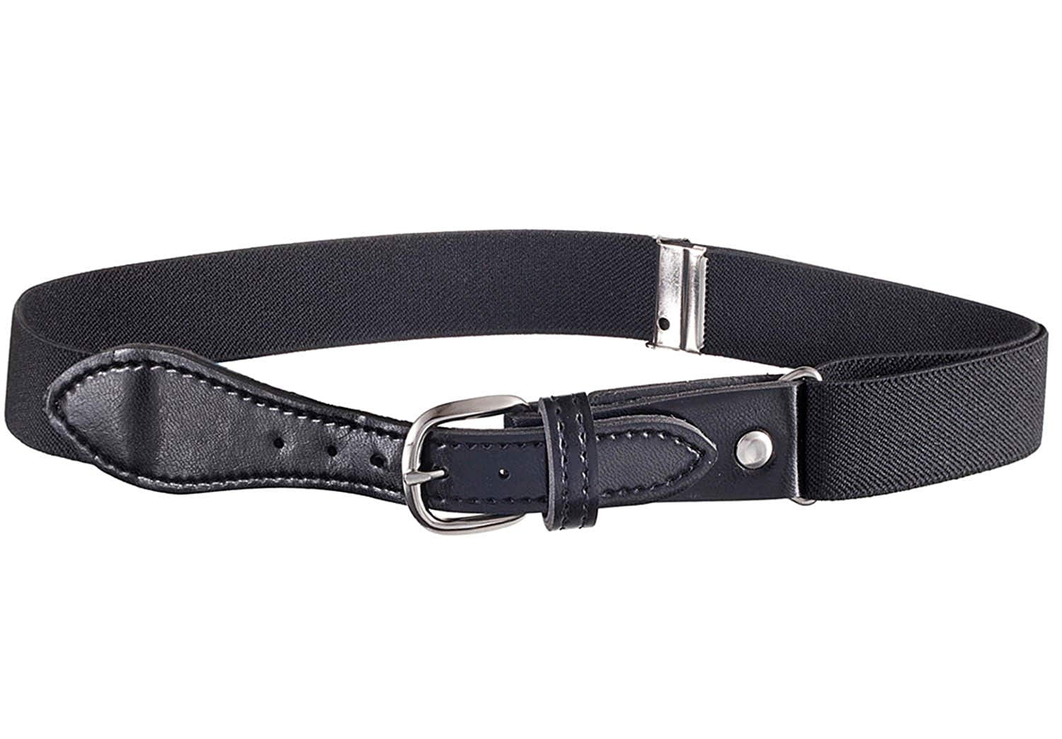 Hold'em Kids Elastic Adjustable Belt with Leather Closure for Male Toddler - Black