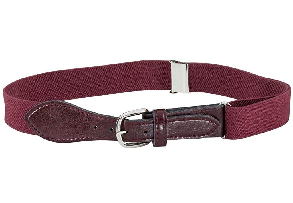 Hold'em Kids Elastic Adjustable Belt with Leather Closure for Male Toddler - Burgundy