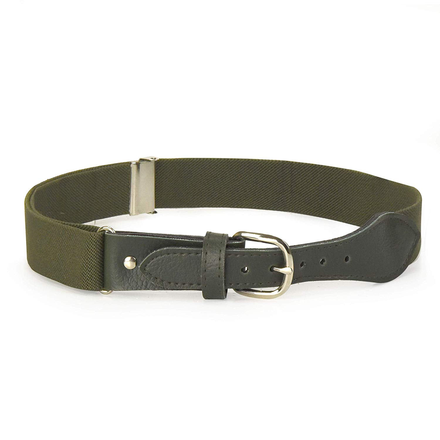 Hold'em Kids Elastic Adjustable Belt with Leather Closure for Male Toddler - Olive