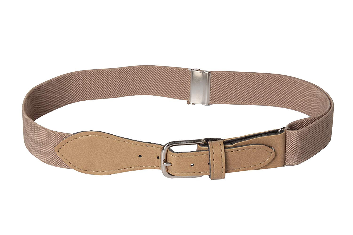 Hold'em Kids Elastic Adjustable Strech Belt with Leather Closure for Male - Beige