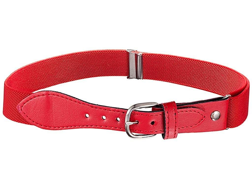Hold'em Kids Elastic Adjustable Strech Belt with Leather Closure for Male - Red