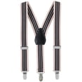 thumbnail image 1 of Hold’em Suspender for Kids Boy Polished Clip Genuine Leather Crosspatch - Beige and Back Striped, 1 of 7