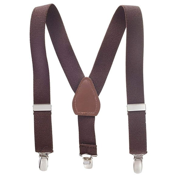 Hold'em Kids and Baby Elastic Adjustable Solid Color Suspenders for Toddlers - Brown (Size "26")