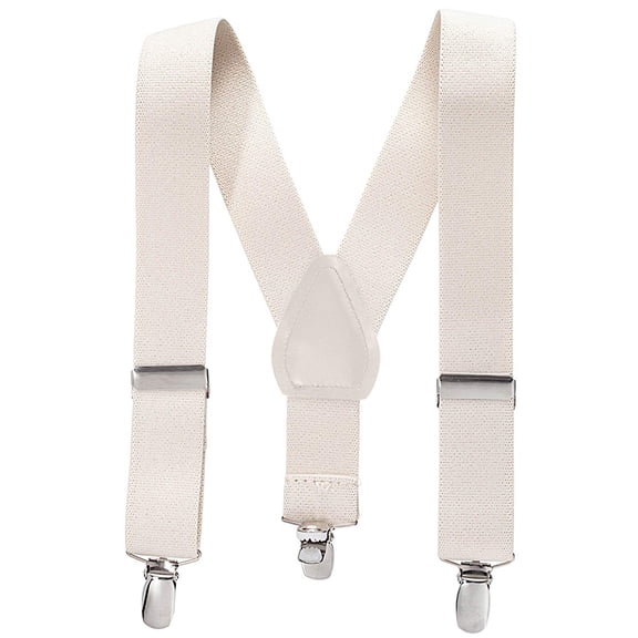 Hold'em Kids and Baby Elastic Adjustable Solid Color Suspenders for Toddlers - Ivory (Size "26")