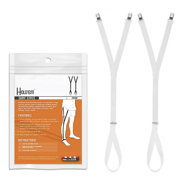 Hold’em Premium Shirt Stays Ultra Soft Elastic with Extra Sturdy Strong Metal Clips for Men Adult