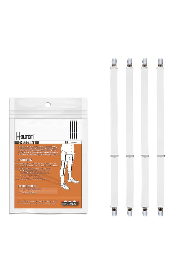 Hold’em Premium Shirt Stays Ultra Soft Elastic with Extra Sturdy Strong Metal Clips for Men Adult