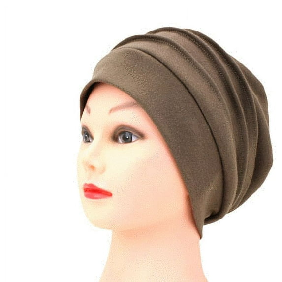 Hold'em Slouchy Turban Chemo Cancer Patients Soft Blend Material Cap for Female Adult - Brown
