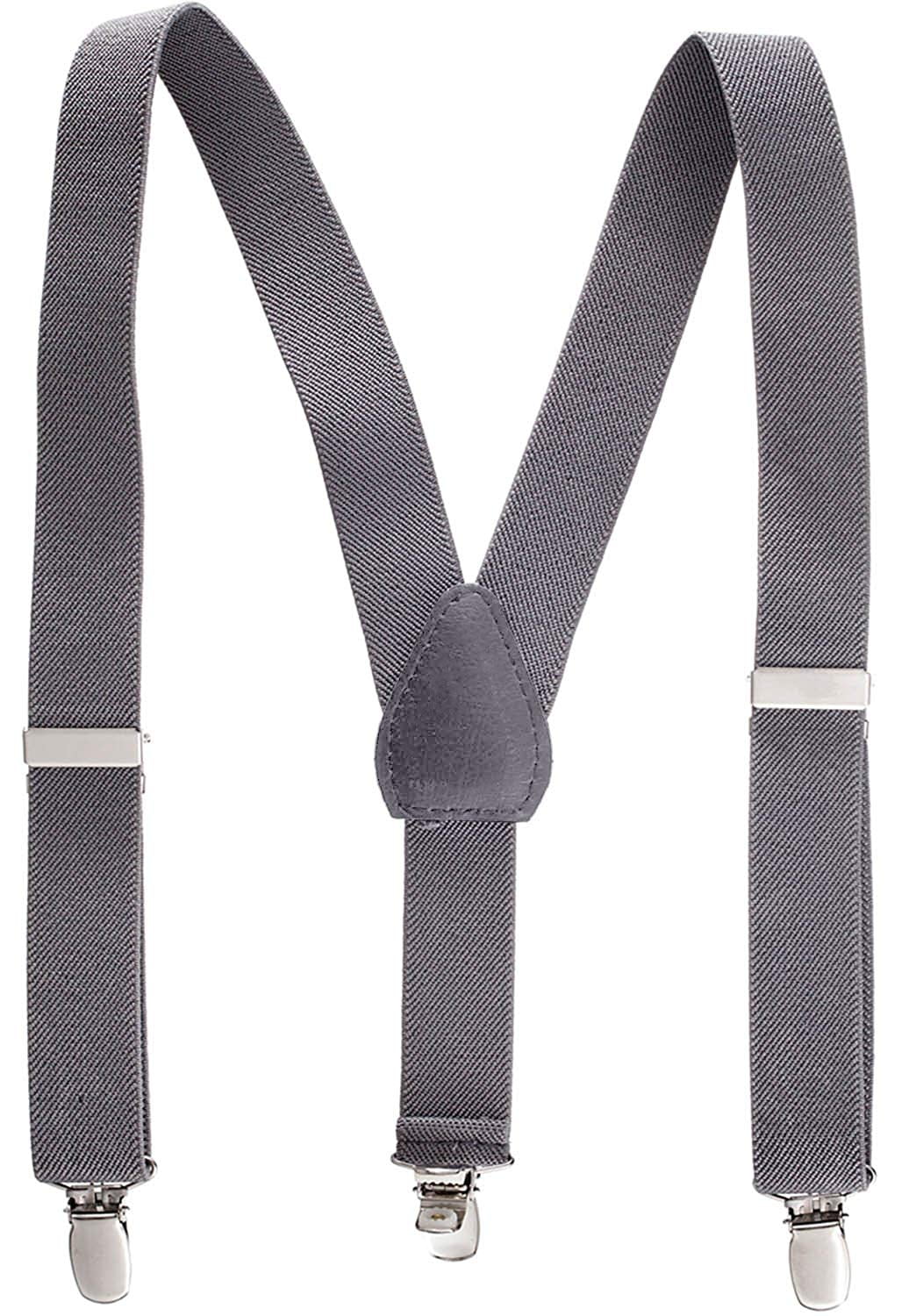 Hold’em Suspender for Kids Boy Polished Clip Genuine Leather Crosspatch - Gray