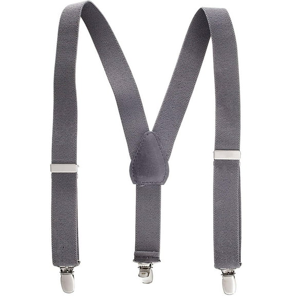 Hold’em Suspender for Kids Boy Polished Clip Genuine Leather Crosspatch - Gray