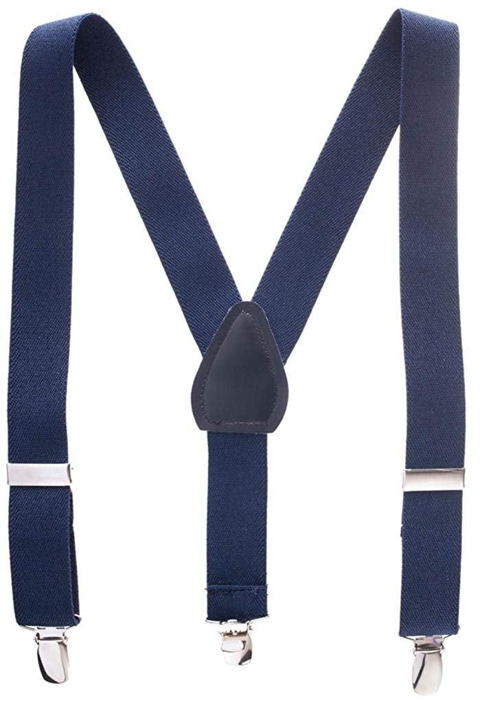 Hold’em Suspender for Kids Boy Polished Clip Genuine Leather Crosspatch - Navy