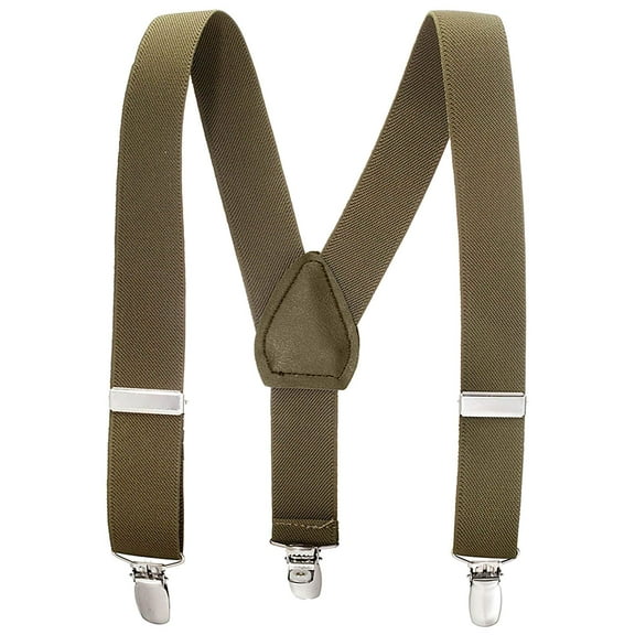 Hold’em Suspender for Kids Boy Polished Clip Genuine Leather Crosspatch - Olive