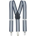 thumbnail image 1 of Hold’em Suspender for Kids Boy Polished Clip Genuine Leather Crosspatch - Striped Navy and White, 1 of 7