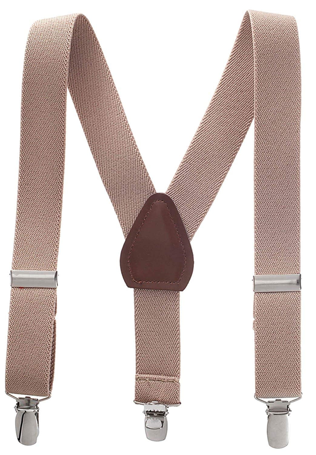 Hold’em Suspender for Kids Boy Polished Clip Genuine Leather Crosspatch - Tan