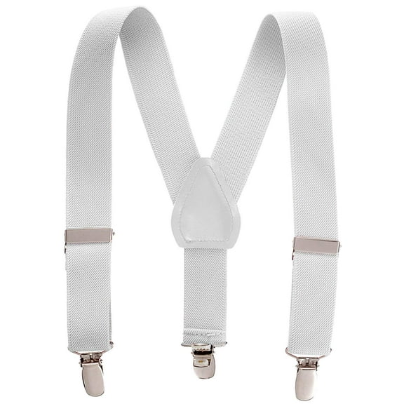 Hold’em Suspender for Kids Boy Polished Clip Genuine Leather Crosspatch - White