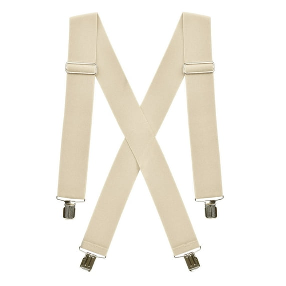 Hold'em Suspenders for Men Heavy Duty Utility Clips 2” Wide - Beige