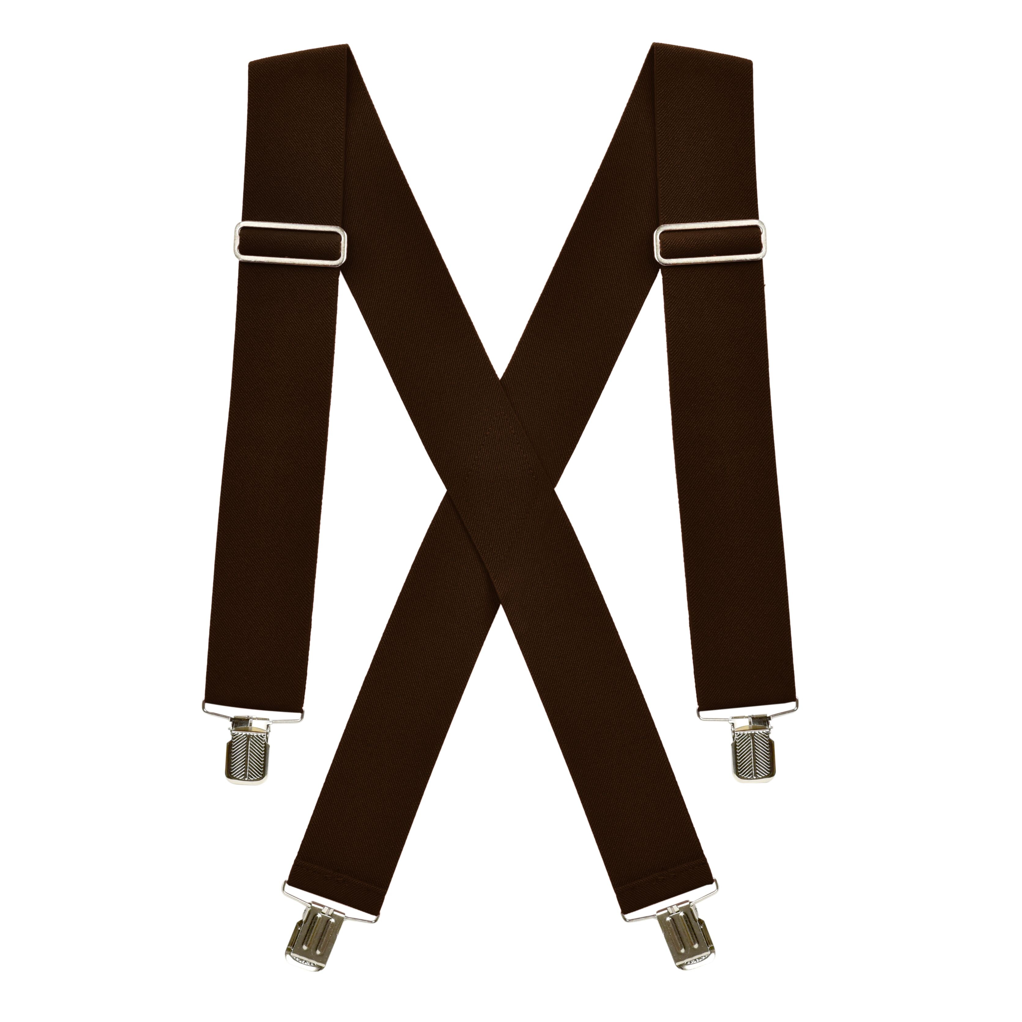 Hold'em Suspenders for Men Heavy Duty Utility Clips 2” Wide - Brown
