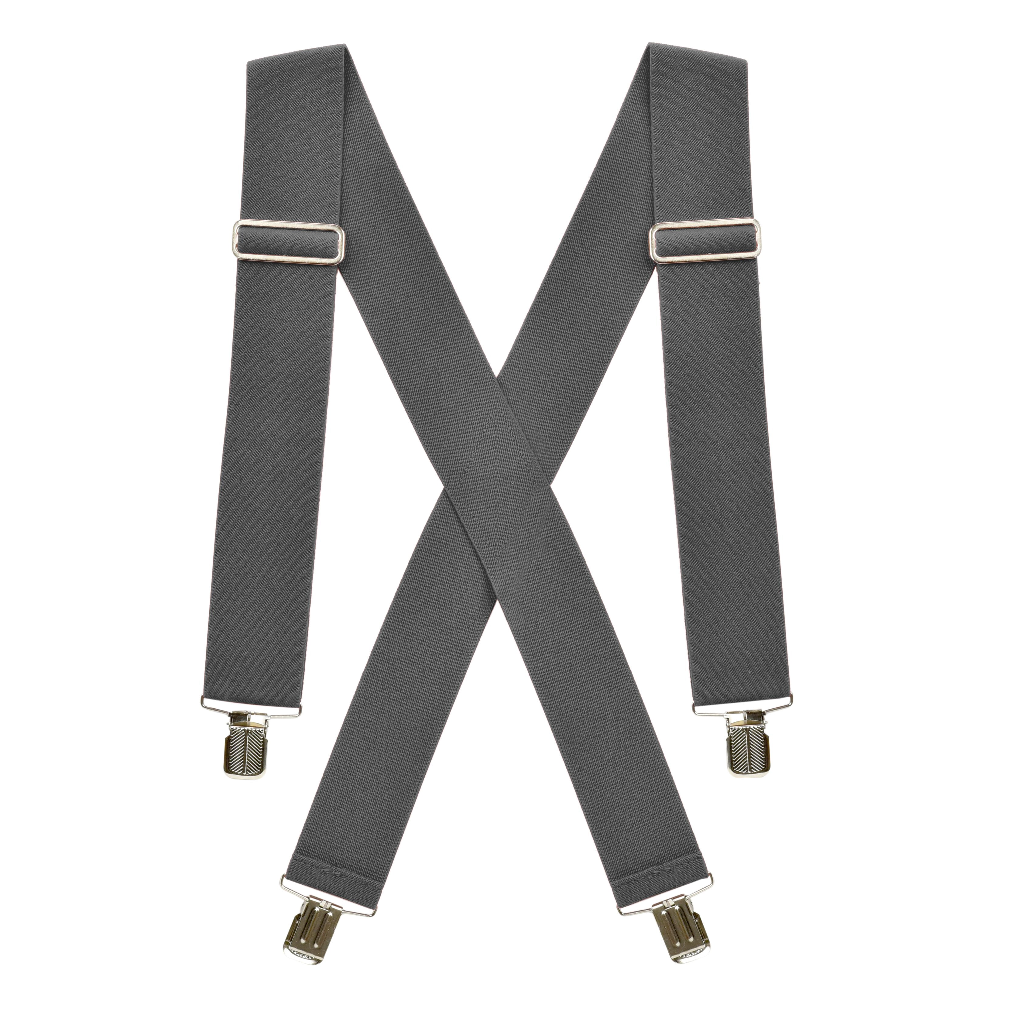 Hold'em Suspenders for Men Heavy Duty Utility Clips 2” Wide - Grey