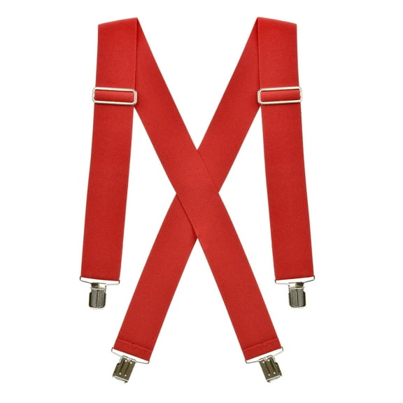 Hold'em Suspenders for Men Heavy Duty Utility Clips 2” Wide - Red