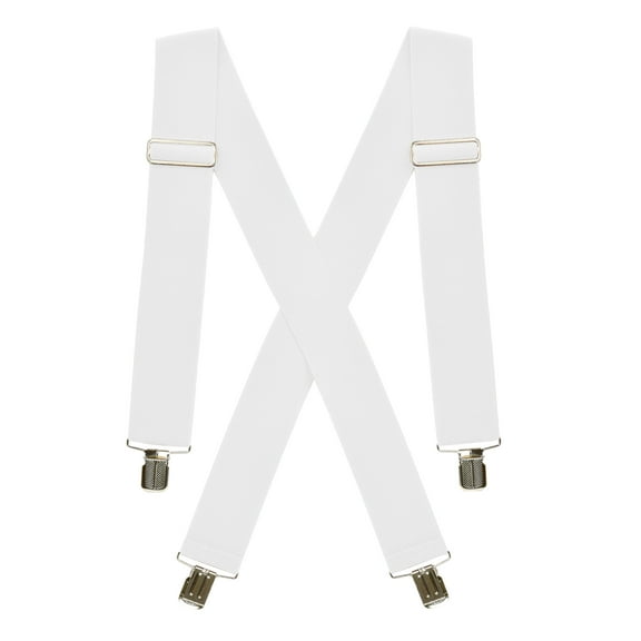 Hold'em Suspenders for Men Heavy Duty Utility Clips 2” Wide - White