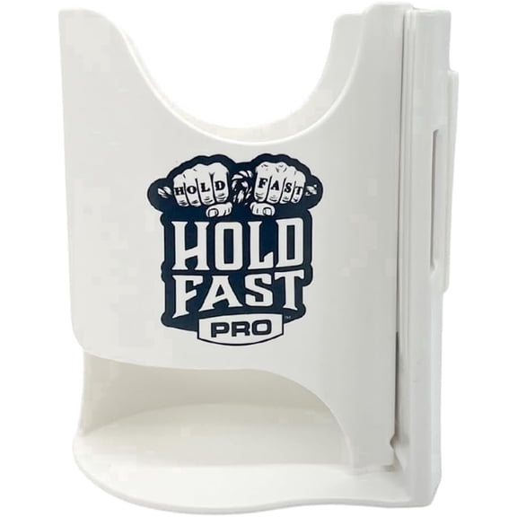 HoldFastPro Boat Cup Holder for Rails, Grab Bars, T-Tops Adjustable - White