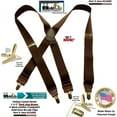 thumbnail image 1 of HoldUp Brand dark Java Brown X-back Men's Suspenders with Patented No-slip Gold-tone Clips, 1 of 4