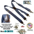 thumbnail image 1 of HoldUp Suspender Company's Dark Blue Denim X-back Suspenders in 1 1/2" width and Patented No-slip Nickel plated Clips, 1 of 4