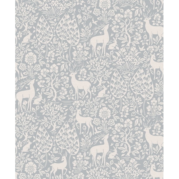 Holden Decor Deer Woods Blue Wallpaper, Woodland Deer & Forest Animal Design, Paste-the-Paper Paper Wallpaper, 21in x 33 ft Roll (Covers 56 sq ft)