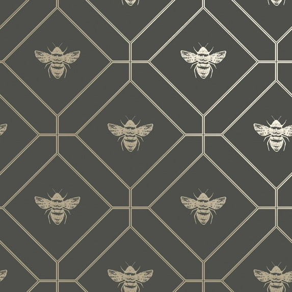 Holden Honeycomb Bee Geometric Non-Pasted Wallpaper 396in x 20.8in Charcoal