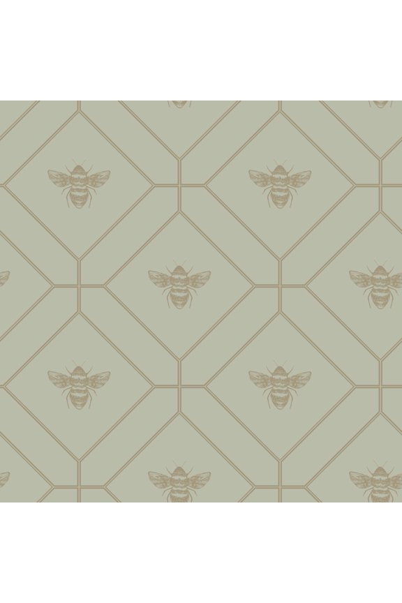 Honeycomb Bee Geometric Non-Pasted Wallpaper 396in x 20.8in Green