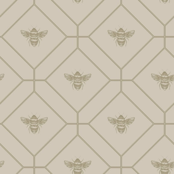 Holden Honeycomb Bee Geometric Non-Pasted Wallpaper 396in x 20.8in Taupe