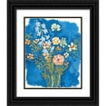 thumbnail image 1 of Holden, Jennifer 20x24 Black Ornate Wood Framed with Double Matting Museum Art Print Titled - Flowers on Blue, 1 of 4