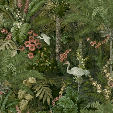 Holden Masoala Forest Unpasted Non-Woven Wallpaper  396in x 20.8in Green