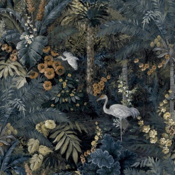 Holden Masoala Forest Unpasted Non-Woven Wallpaper 396in x 20.8in Navy Blue