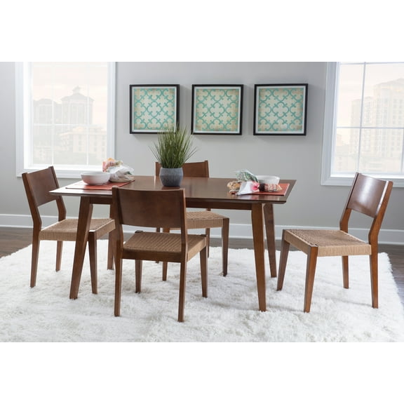 Holden Mid-Century Modern 5-Piece Dining Set, Brown