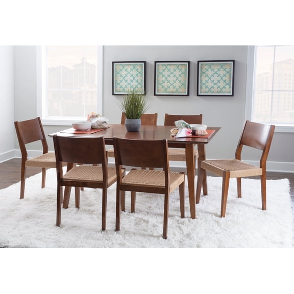Holden Mid-Century Modern 7-Piece Dining Set, Brown