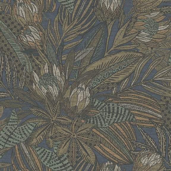 Holden Susara Tropical Textured Eco-Foam Wallpaper  396in x 20.8in Navy Blue