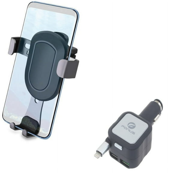 Holder Air Vent Car Mount w 4.8Amp Retractable Charger for iPhone XS Max XR X 8 PLUS 7 Plus 6S Plus 6 Plus