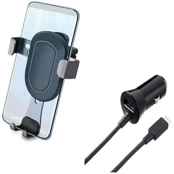 Holder Air Vent Car Mount w Micro-USB 1.8A Charger for BLU R1 Plus, Life One X3, Tank Extreme Pro (T0010UU), Grand M - CAT S41 - Coolpad Canvas, Illumina, Defiant, REVVL Plus