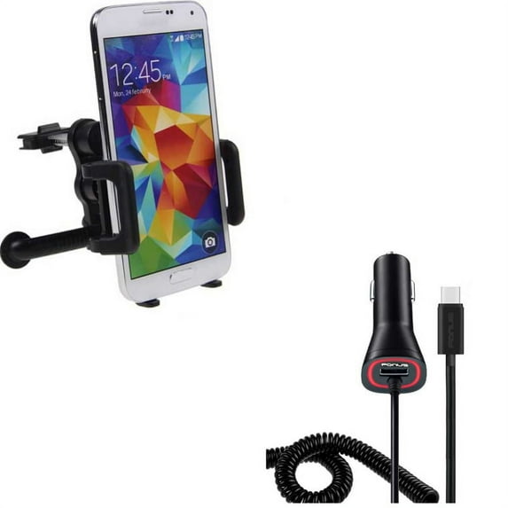 Holder Air Vent Car Mount w Power Type-C Quick Charger G1P for LG Google Nexus 5X, G8 ThinQ, G7 ThinQ, Stylo 5 4 Plus - Microsoft Lumia 950 - Motorola One, Moto Z4 Z3 Play Z2 Play Z Play Droid