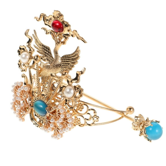 OUNONA Vintage Chinese Hair Coronet Traditional Hanfu Hair Clip with Hair Stick Ancient Hairpin Headpieces Hair Accessories for Men and Boys Gold