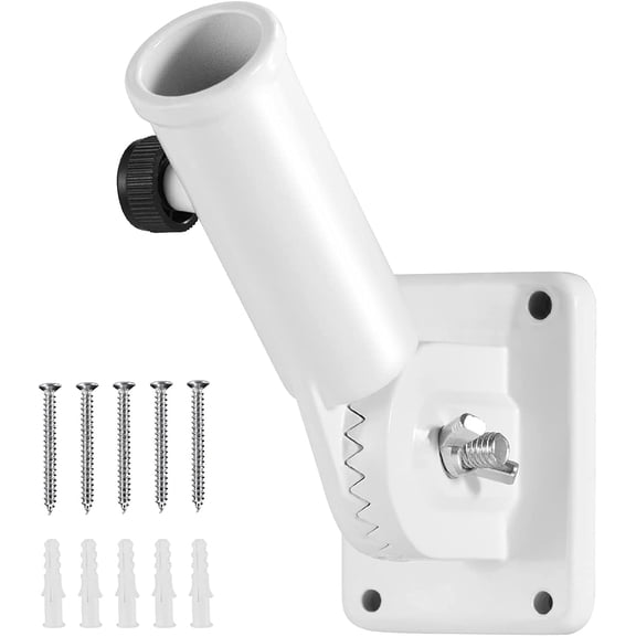 Holder Brackets, 1" Mounting Bracket with Hardwares for House Wall Porch, 1" Inner Diameter, 180 Adjustable Multi Positions, Aluminium Alloy(1 Pack White, Multi-Positions)