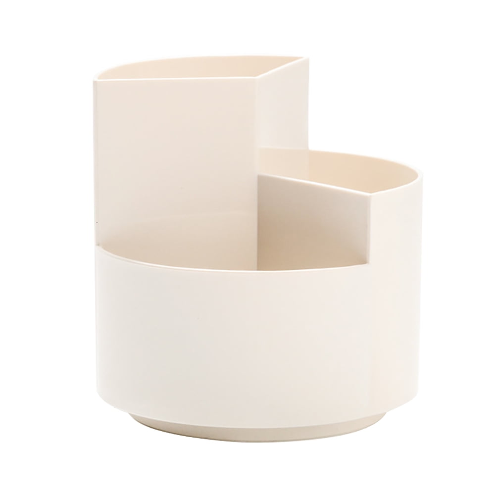 Holder Brush Pen Rotating Stationary Makeup White Cup Organizer Swivel
