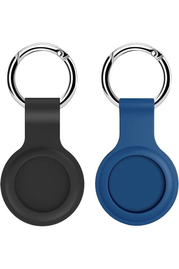 Holder Compatible for AirTag Air Tag Case Cover Keychain Accessory Compatible with Apple Finder Location Tracker for Elderly Kids Dogs Pets Cats Black & Dark Blue