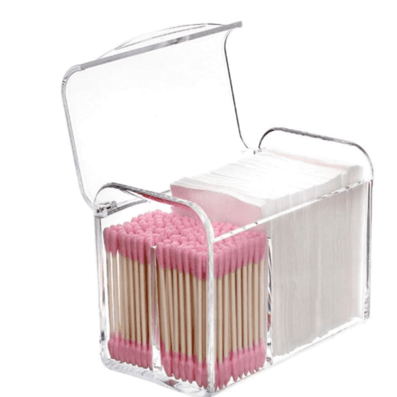 Holder Dispenser for Cotton Ball, Swab, Round Pads, Floss,3 Compartment Plastic Apothecary Jars,Bathroom Organization ,Vanity Organizers and Storage,Clear