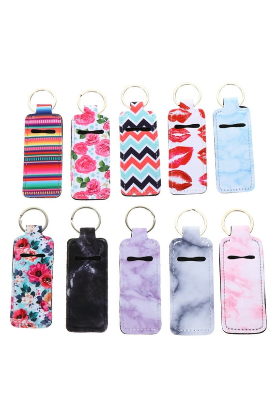 Holder Keychain, Lipstick/Lip Balm/Lip Gloss Pouch, Women's Gift Stocking Stuffer 10PCS