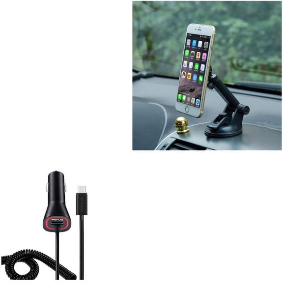 Holder Magnetic Car Mount w Power Type-C Quick Charger K4P for Motorola Moto Z2 Force Z Force Droid X4 G7 Power Play G6 - Nokia 3.1, 7.1, 8, Plus - OnePlus 5T, 6, 6T, 7 Pro - Razer Phone 2